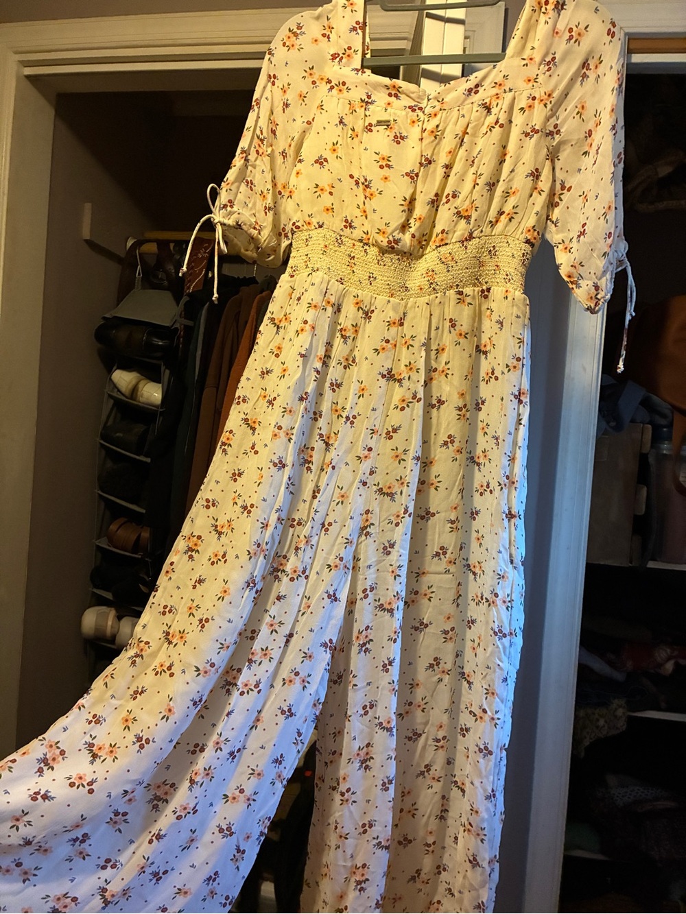 Floral Cream Jumpsuit with Smocked Waist from Free People x Saint Helena